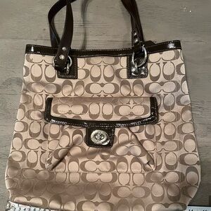 Coach Beige and Brown Tote Bag